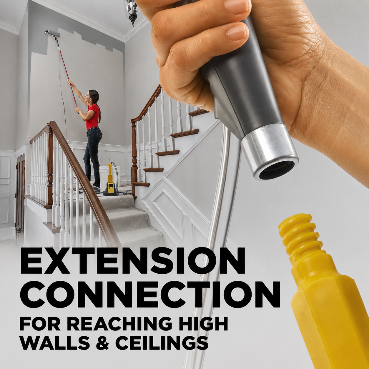 Electric Direct Feed Paint Roller System with Automatic Paint Flow Control for Walls and Ceilings