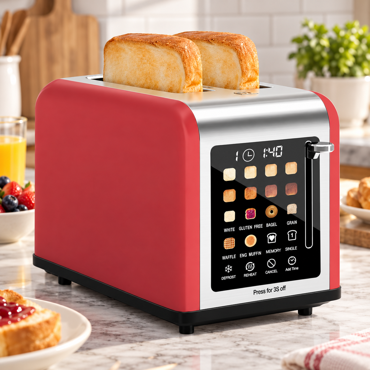 Stainless Steel 2-Slice Toaster with Touchscreen & Digital Countdown ...