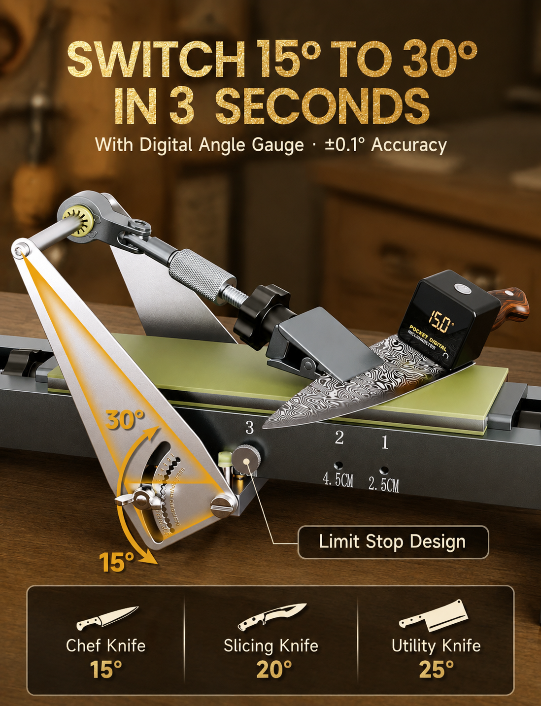 Universal Knife Sharpening System for Chef and Utility Knives