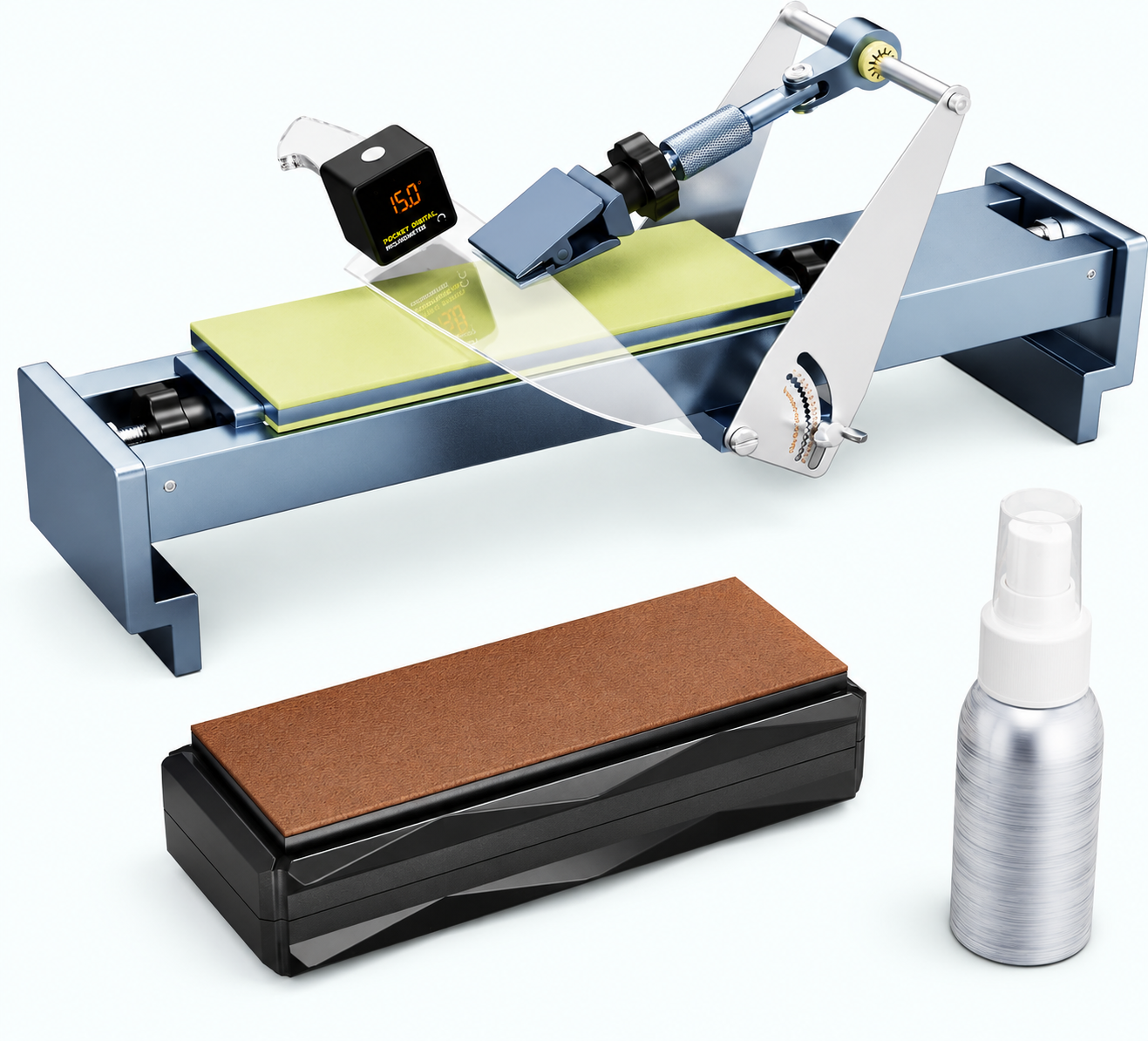 Guided Knife Sharpening System with Adjustable Angle Control