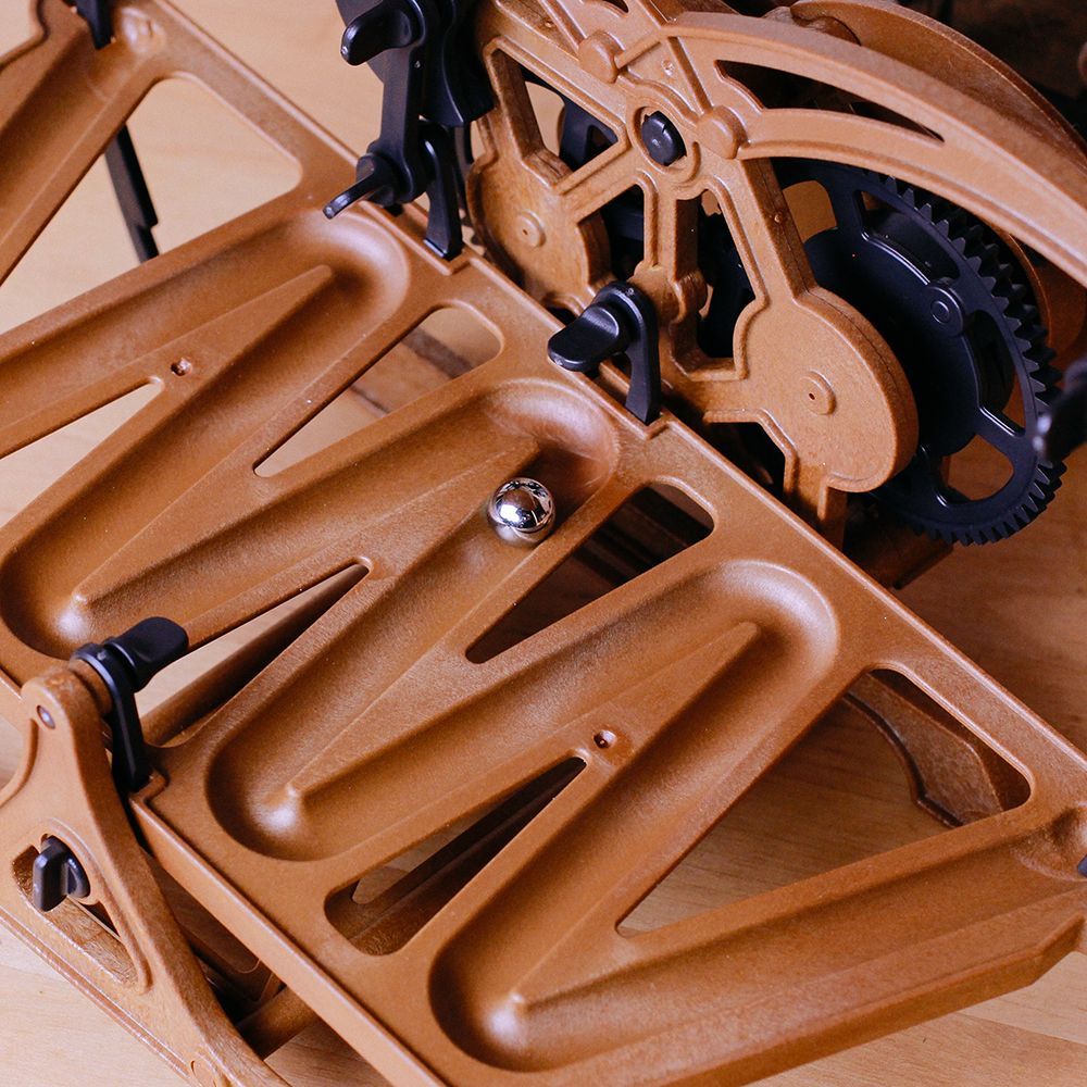 Rolling Ball Timer Mechanical Model Kit | No Glue STEM Assembly for Desktop Display & Learning