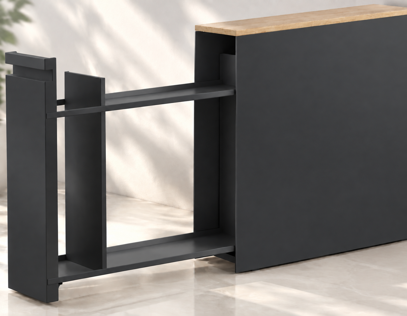 Rolling Slim Bathroom Cabinet with Hidden Drawer, Magnet-Friendly Steel Frame