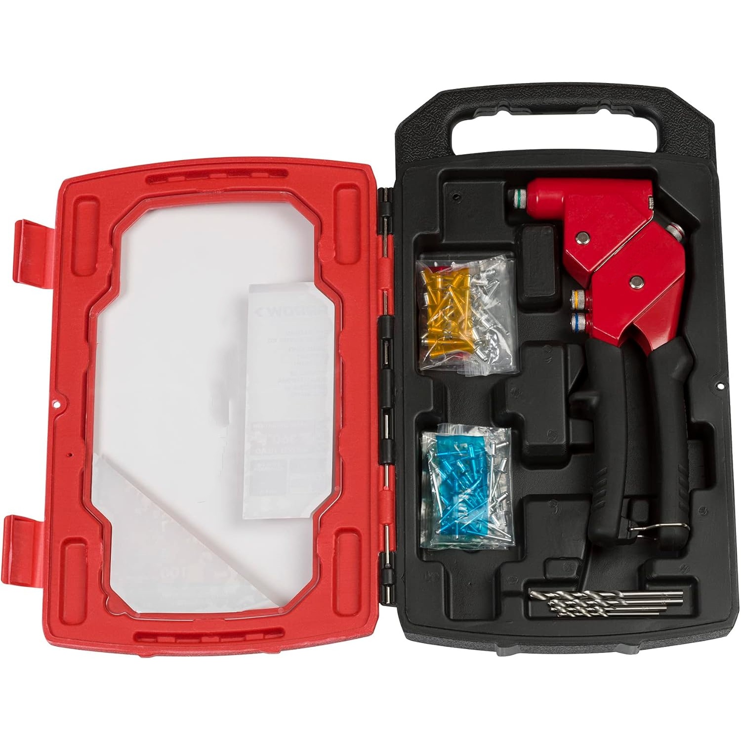 Swivel Head Riveter Kit : 4 Sizes + 100 Rivets + Case