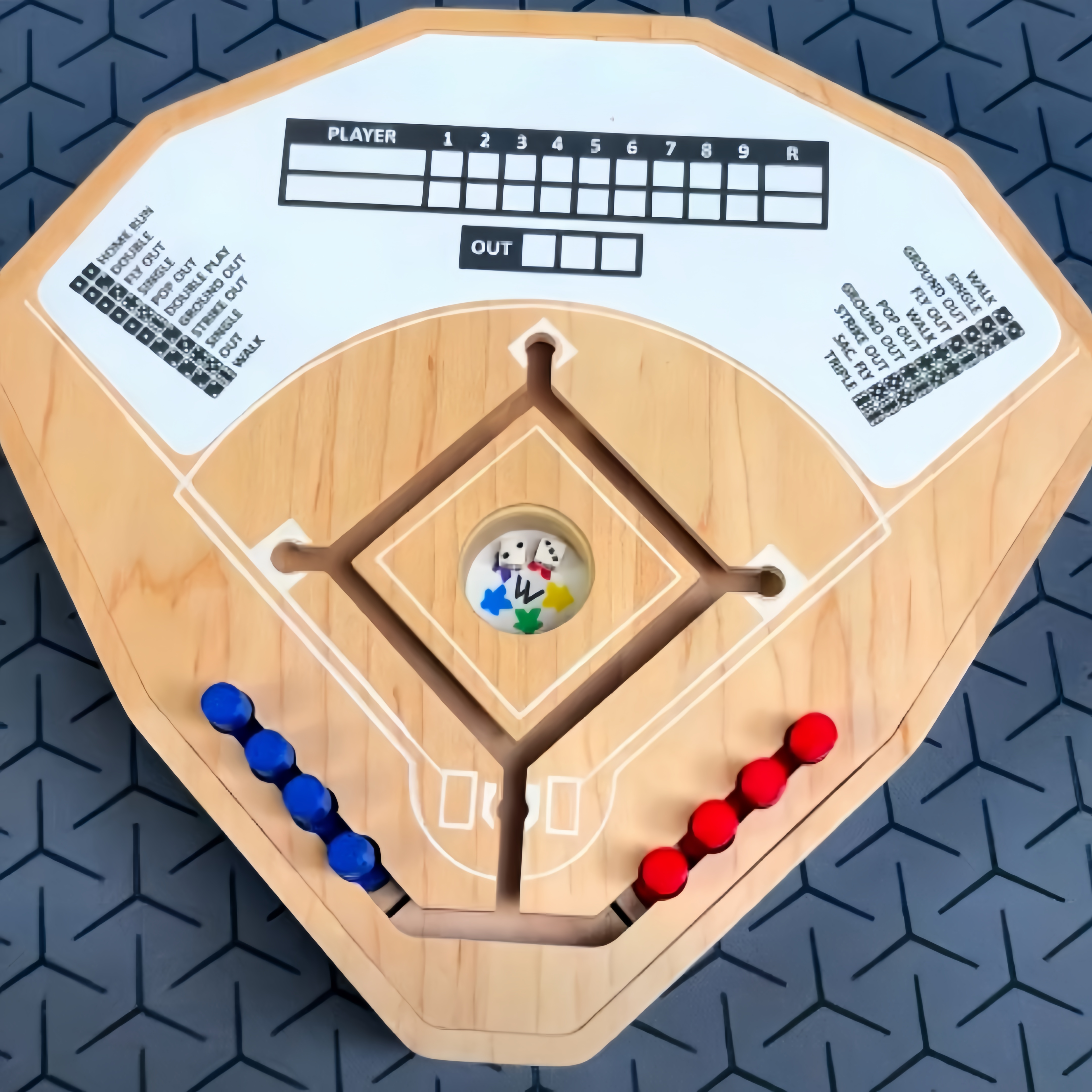 Tabletop Baseball Board Game ,  Built‑In Dice Popper with Integrated Piece Storage & Dry‑Erase Scoreboard
