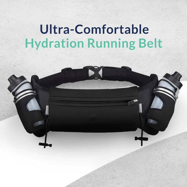 Unisex Running Hydration Belt with Dual Bottles