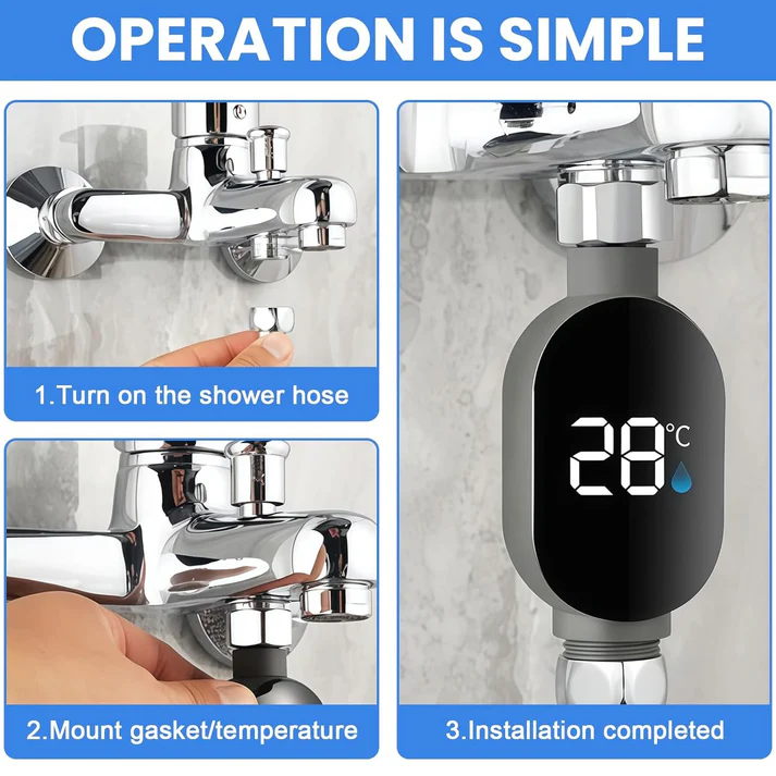 LED Shower Temperature Display Water Thermometer