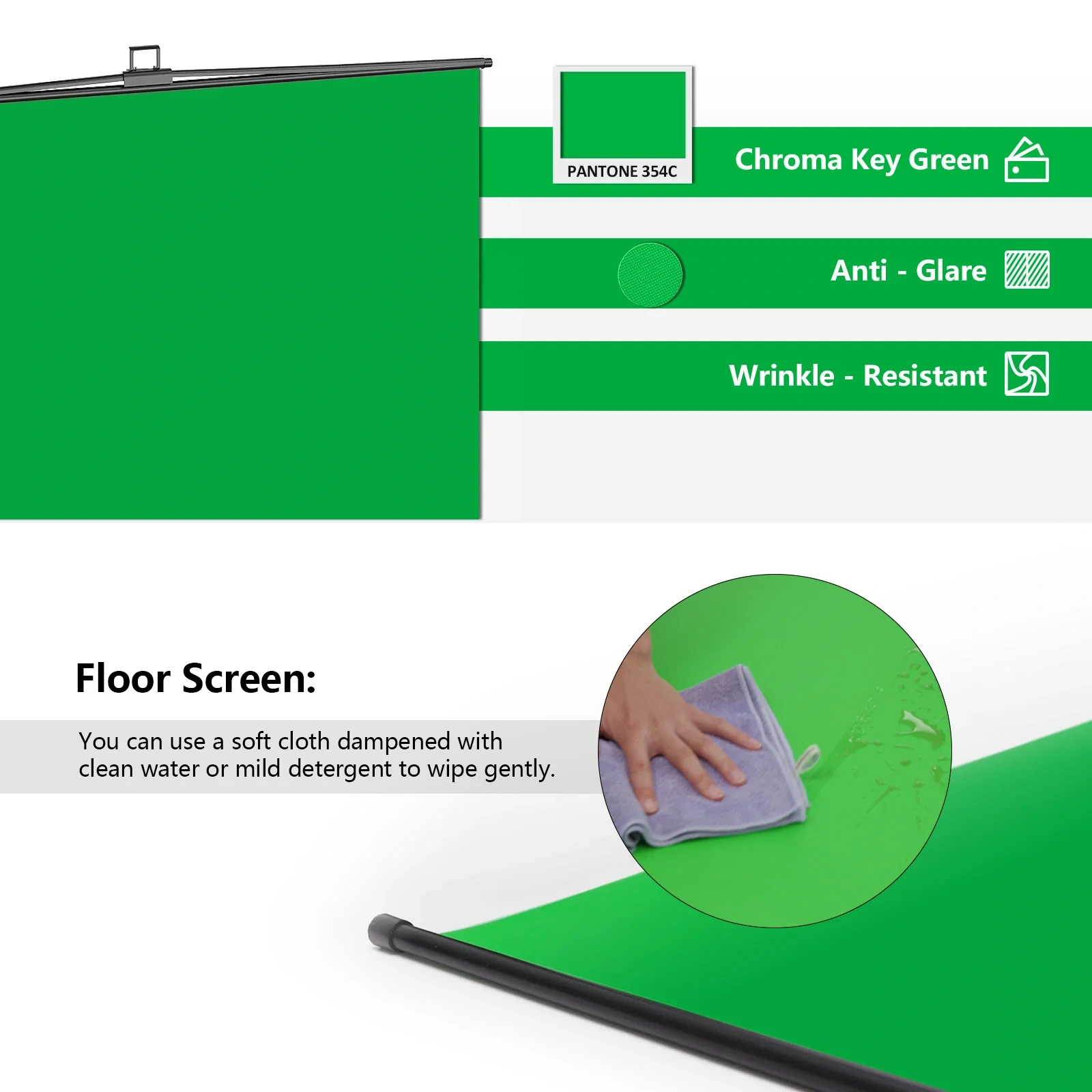Collapsible Full-Body Green Screen | Seamless Floor Extension Backdrop