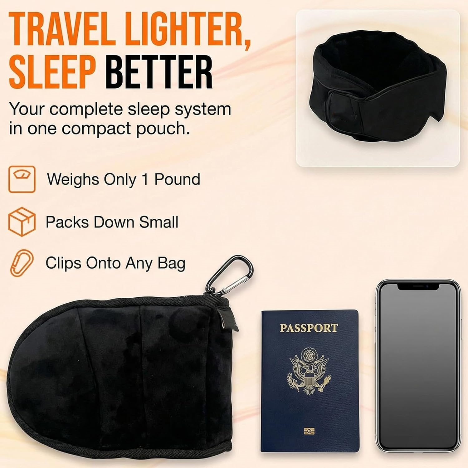 3-in-1 Travel Comfort Kit : Pillow + Blanket + Eye Mask