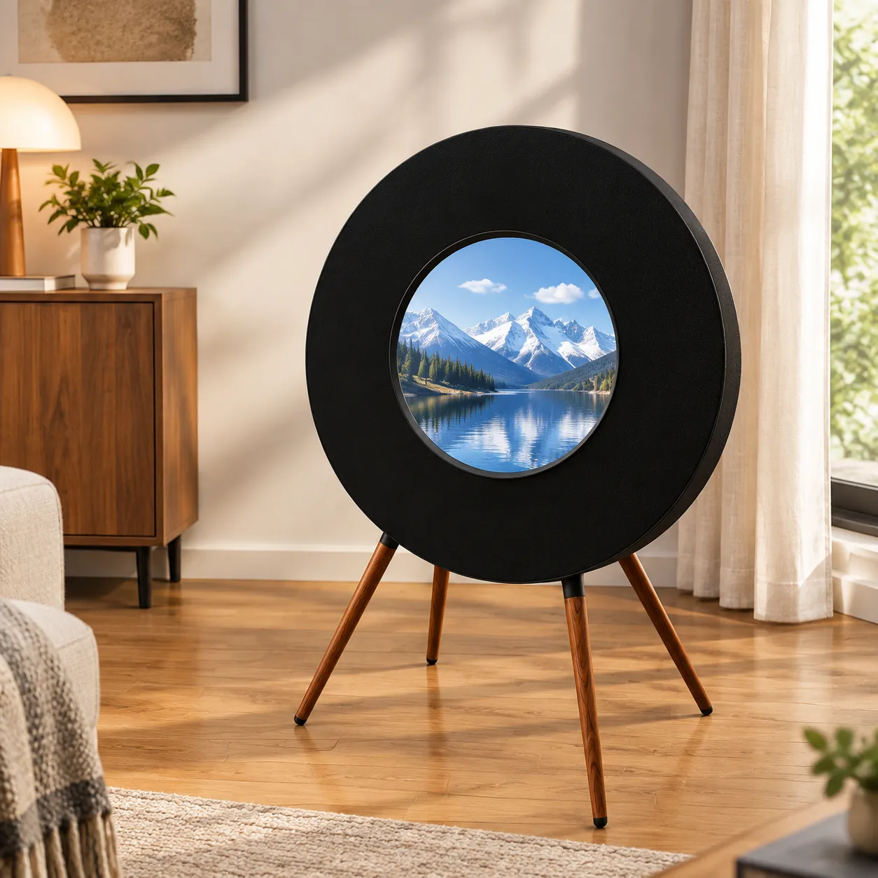 Retro Stand-Up Turntable with Display Screen, Show Album Covers & Built-in HiFi Speakers