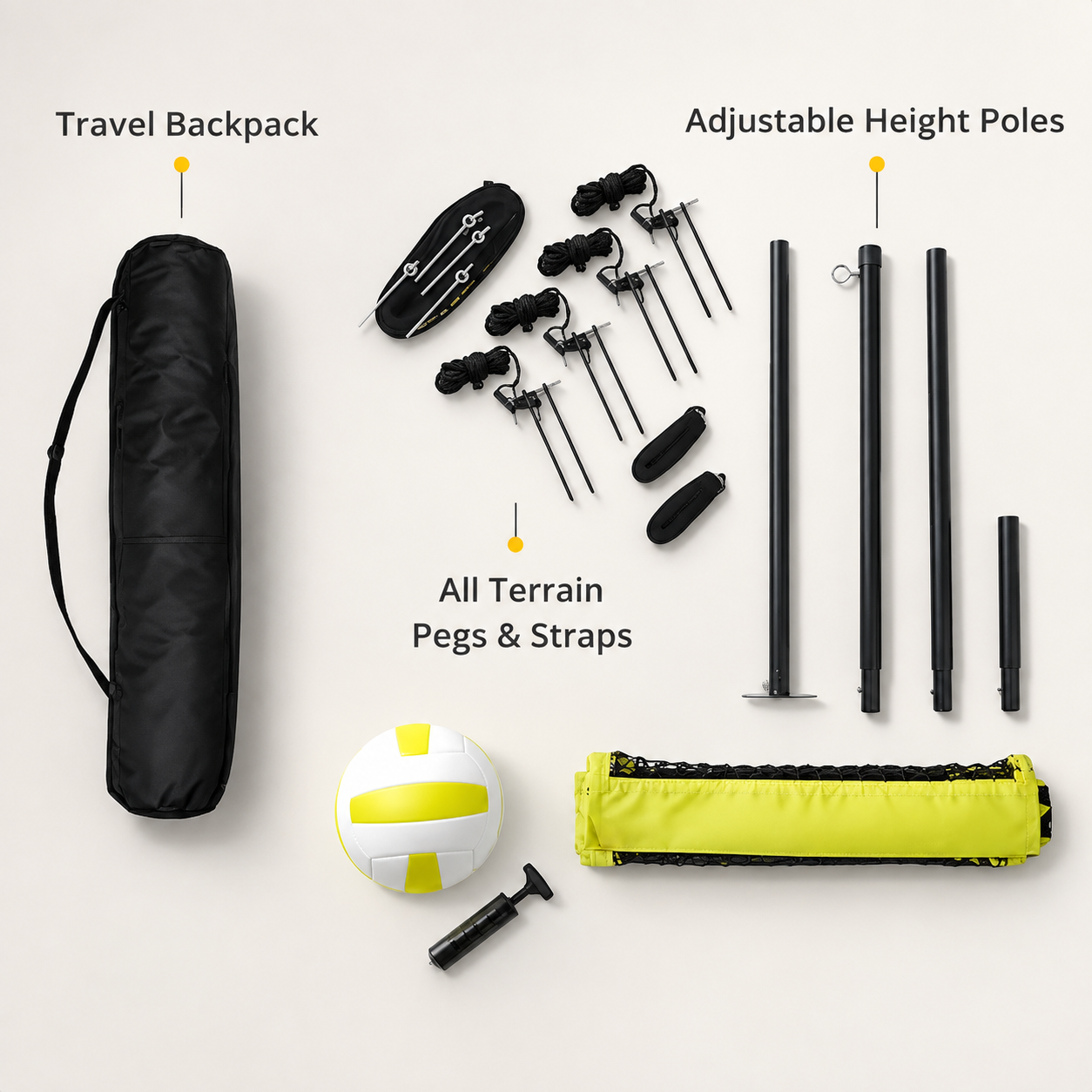 4-Way Cross Volleyball Net Set , Four Square Outdoor Game System