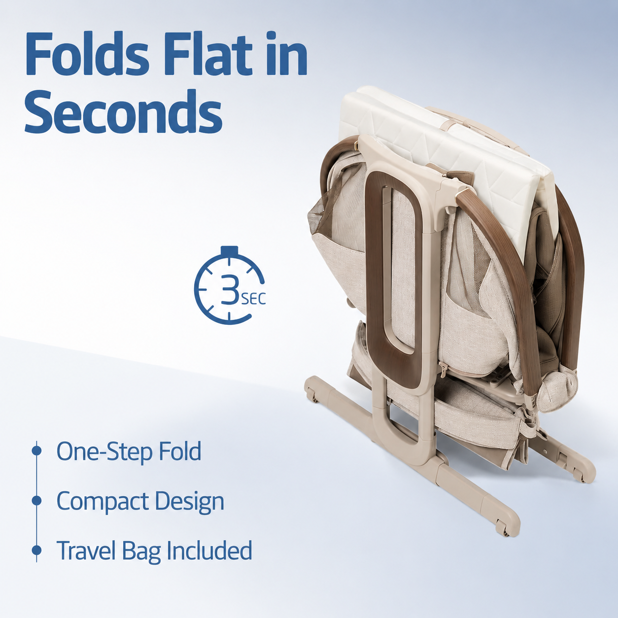 One-Gesture Fold Cosleeping Crib with Swing & CloudCore Mattress