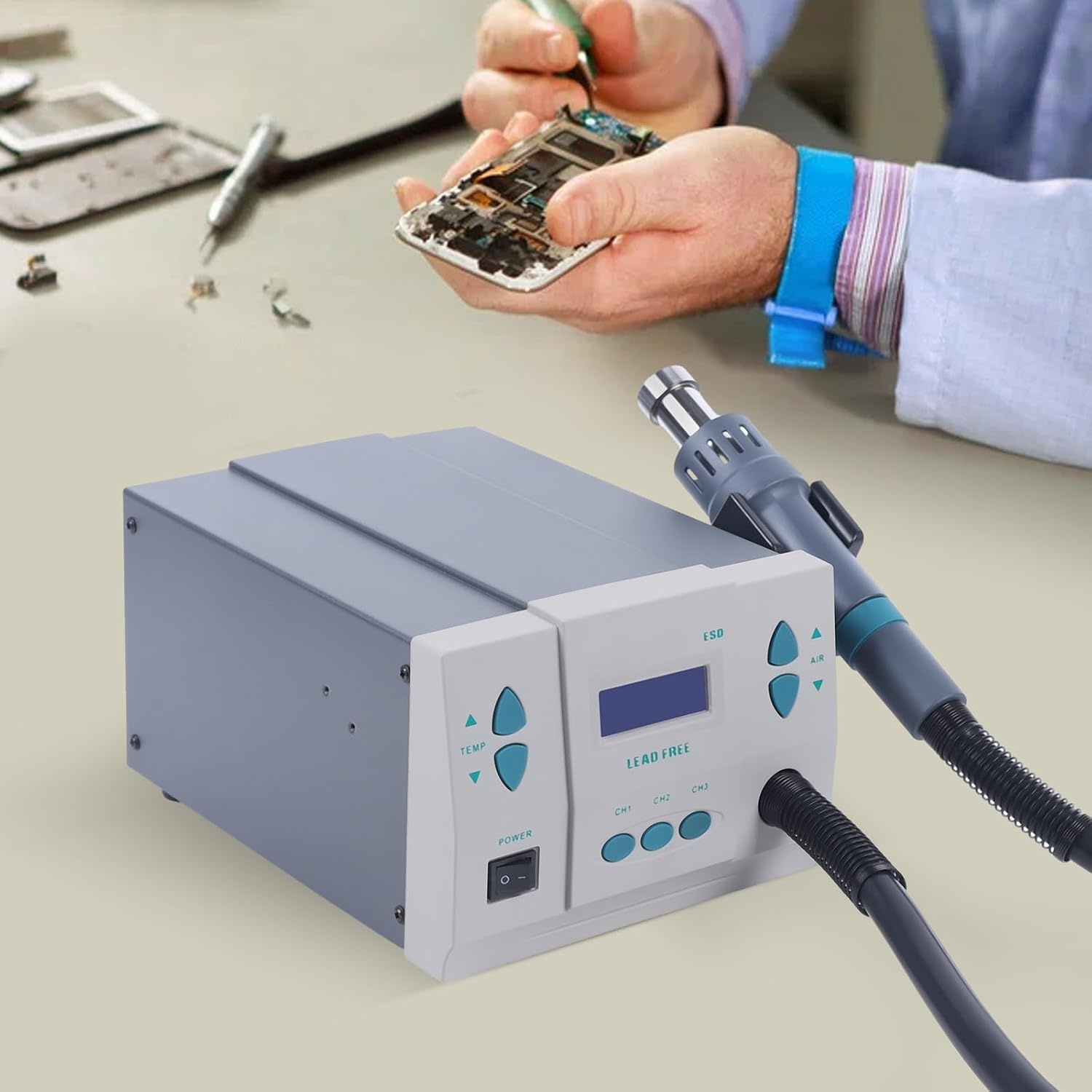 Precision SMD Rework Station – 1000W Digital Hot Air & Soldering Iron Combo