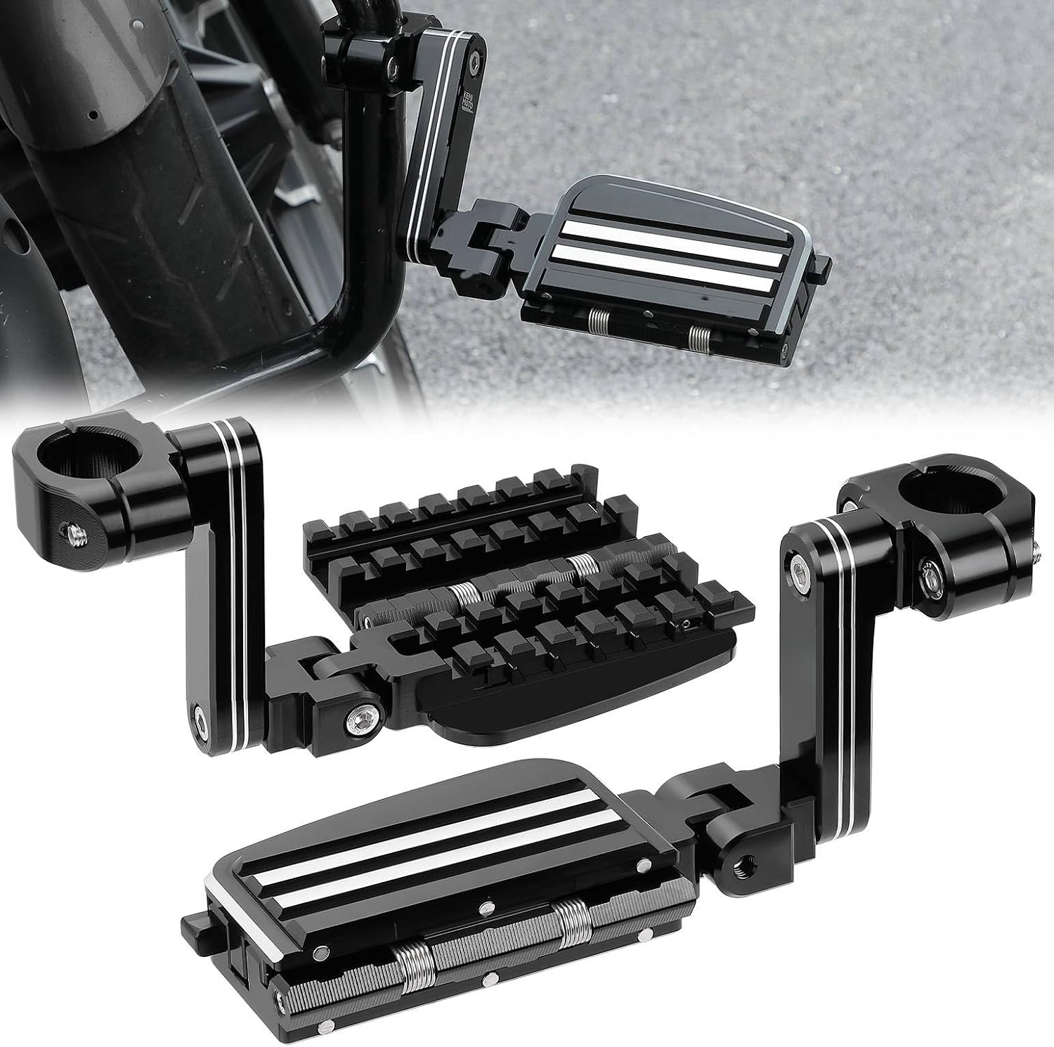 Adjustable Long Highway Foot Pegs With Extendable Heel Rests