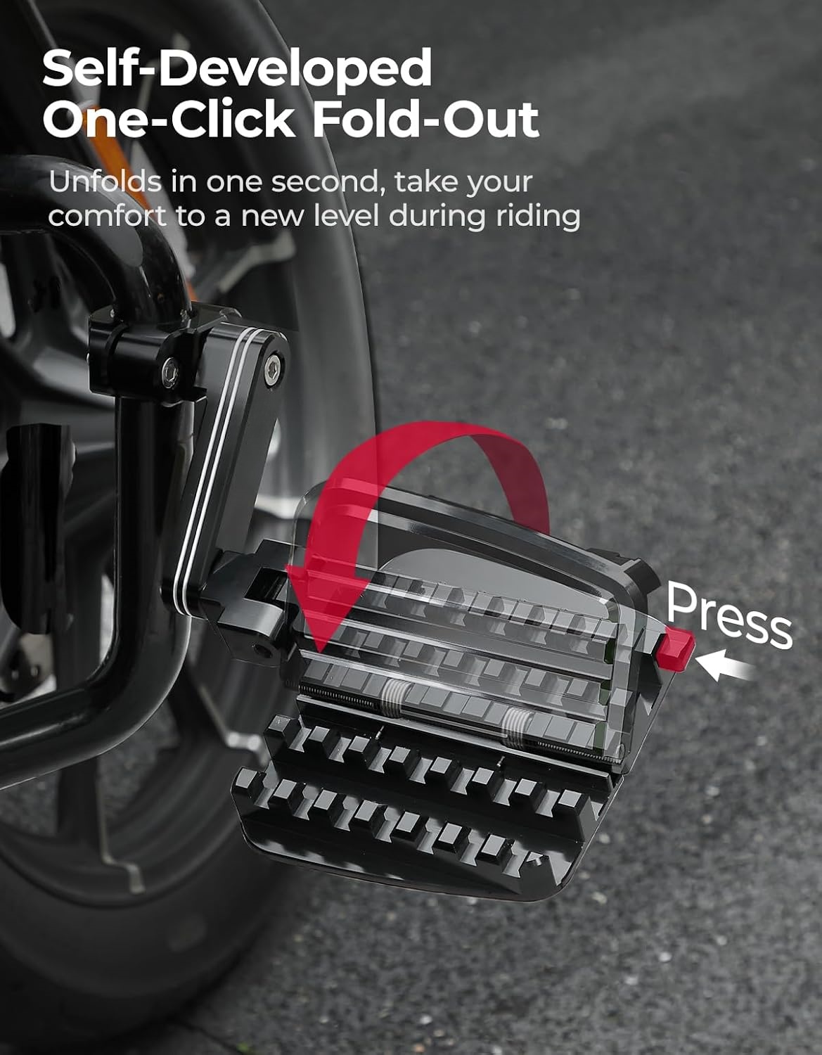 Adjustable Long Highway Foot Pegs With Extendable Heel Rests