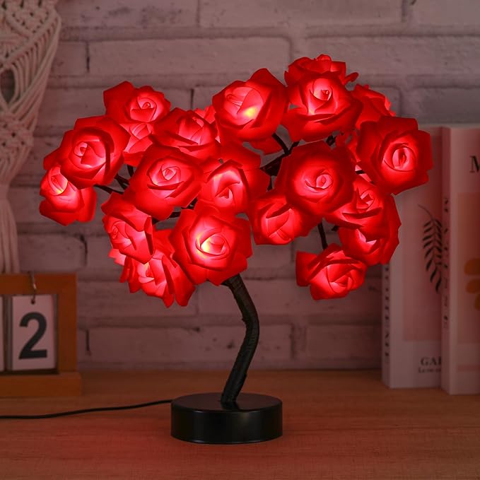 Rose Tree Lamp : 24 LED Petals + Bendable Branches