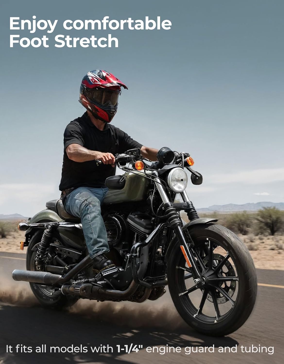 Adjustable Long Highway Foot Pegs With Extendable Heel Rests