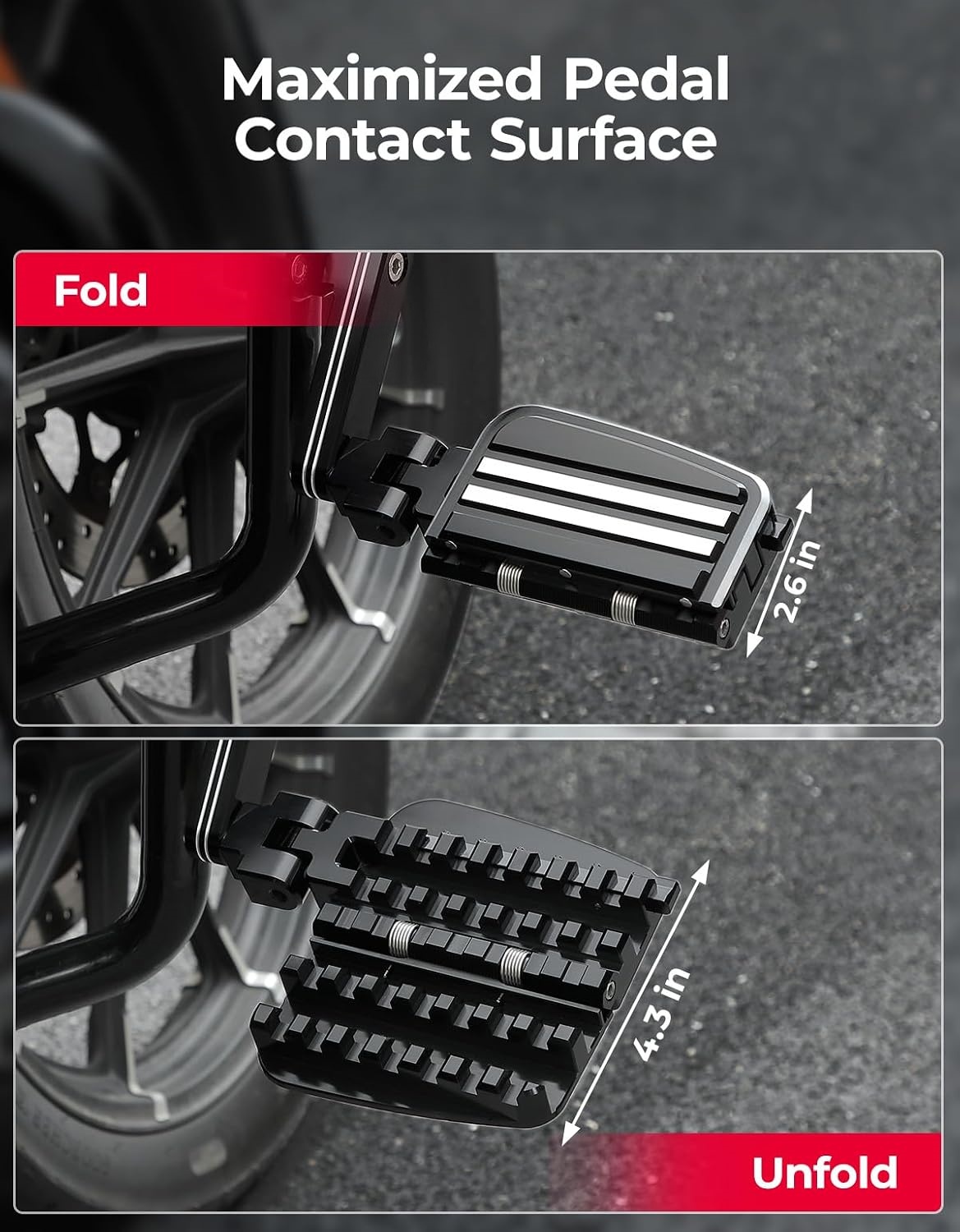 Adjustable Long Highway Foot Pegs With Extendable Heel Rests