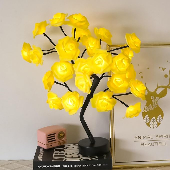 Rose Tree Lamp : 24 LED Petals + Bendable Branches