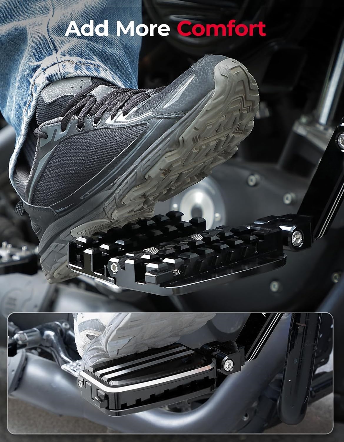 Adjustable Long Highway Foot Pegs With Extendable Heel Rests