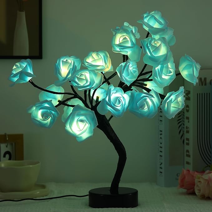 Rose Tree Lamp : 24 LED Petals + Bendable Branches