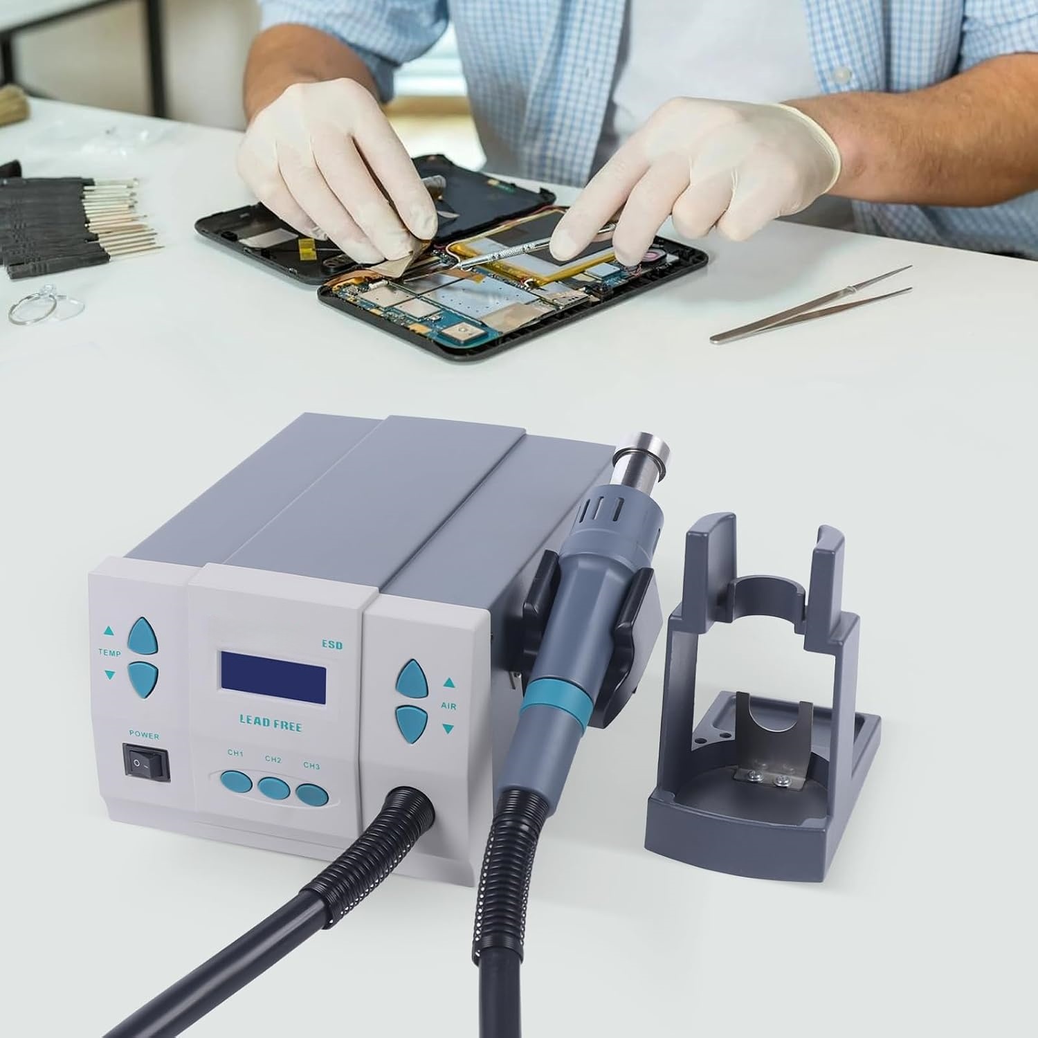 Precision SMD Rework Station – 1000W Digital Hot Air & Soldering Iron Combo