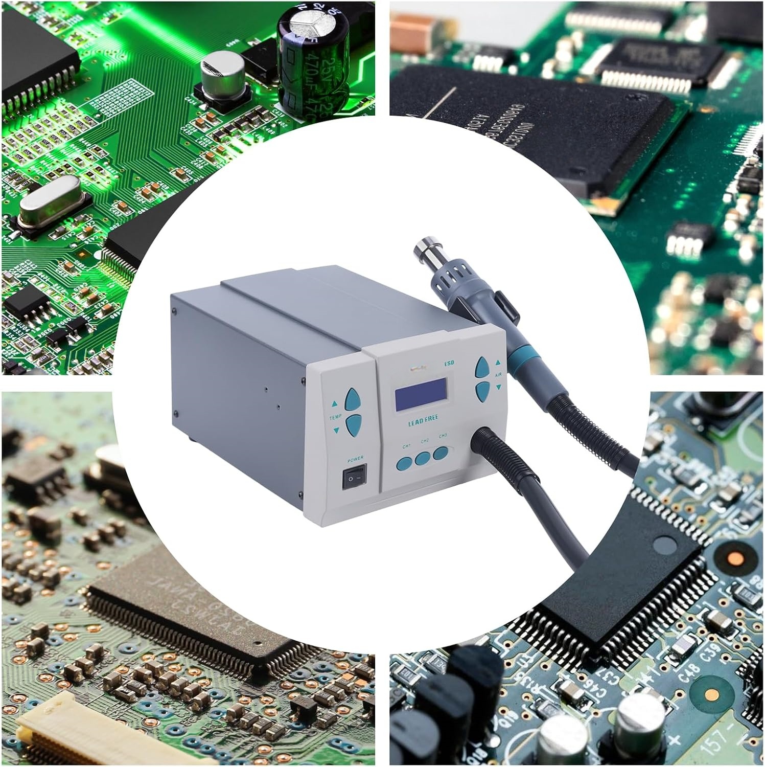 Precision SMD Rework Station – 1000W Digital Hot Air & Soldering Iron Combo