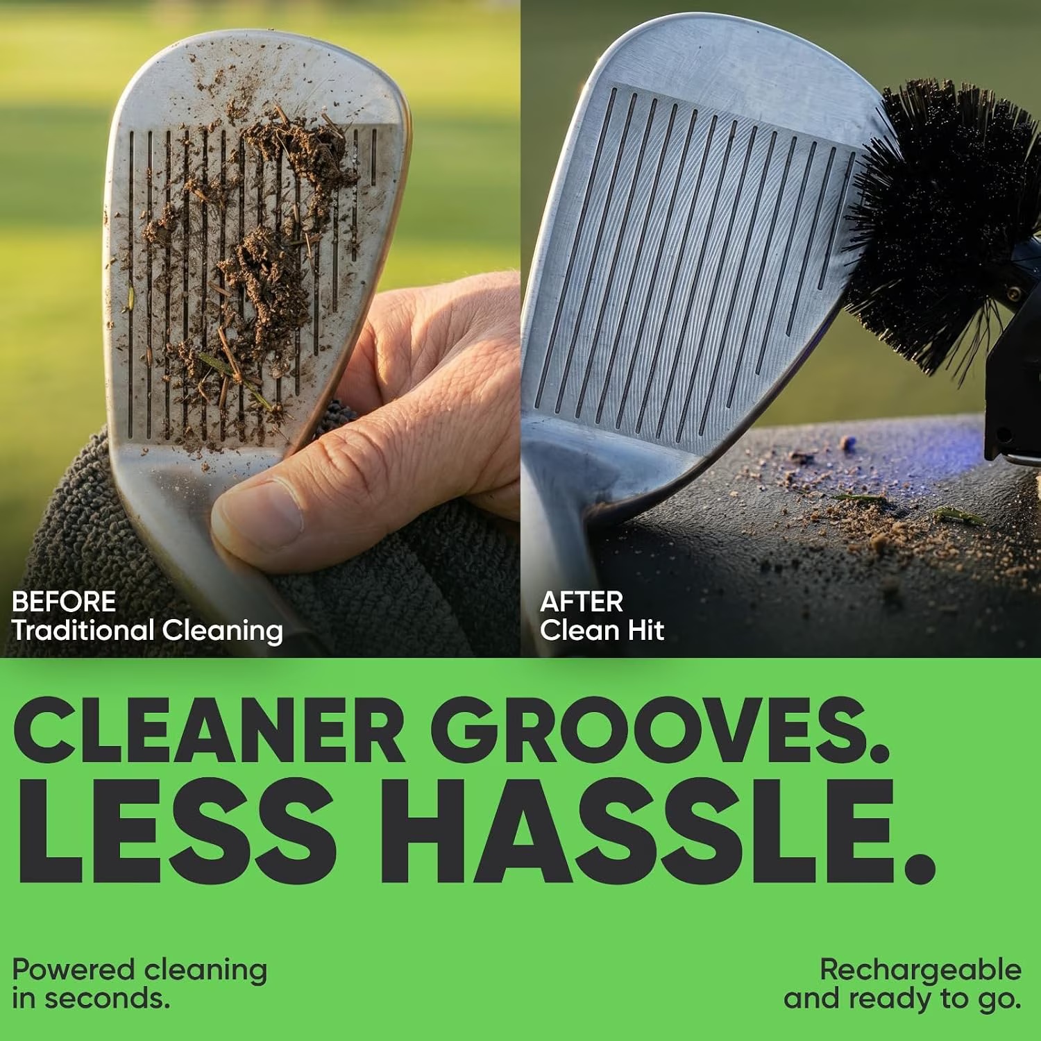 Motorized Golf Club Cleaning Brush Kit with Nylon Bristles, Cart Mount & Storage Case
