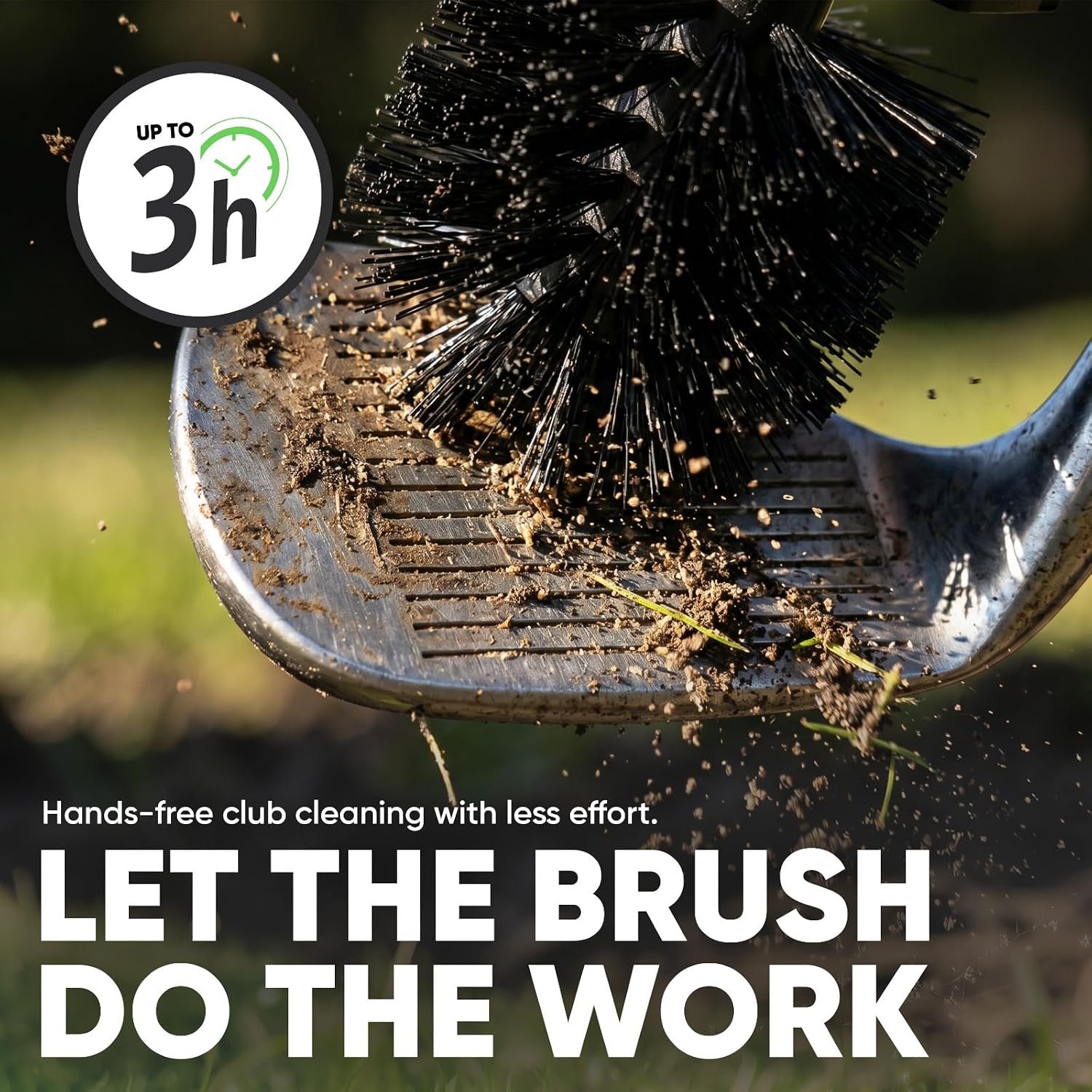 Motorized Golf Club Cleaning Brush Kit with Nylon Bristles, Cart Mount & Storage Case