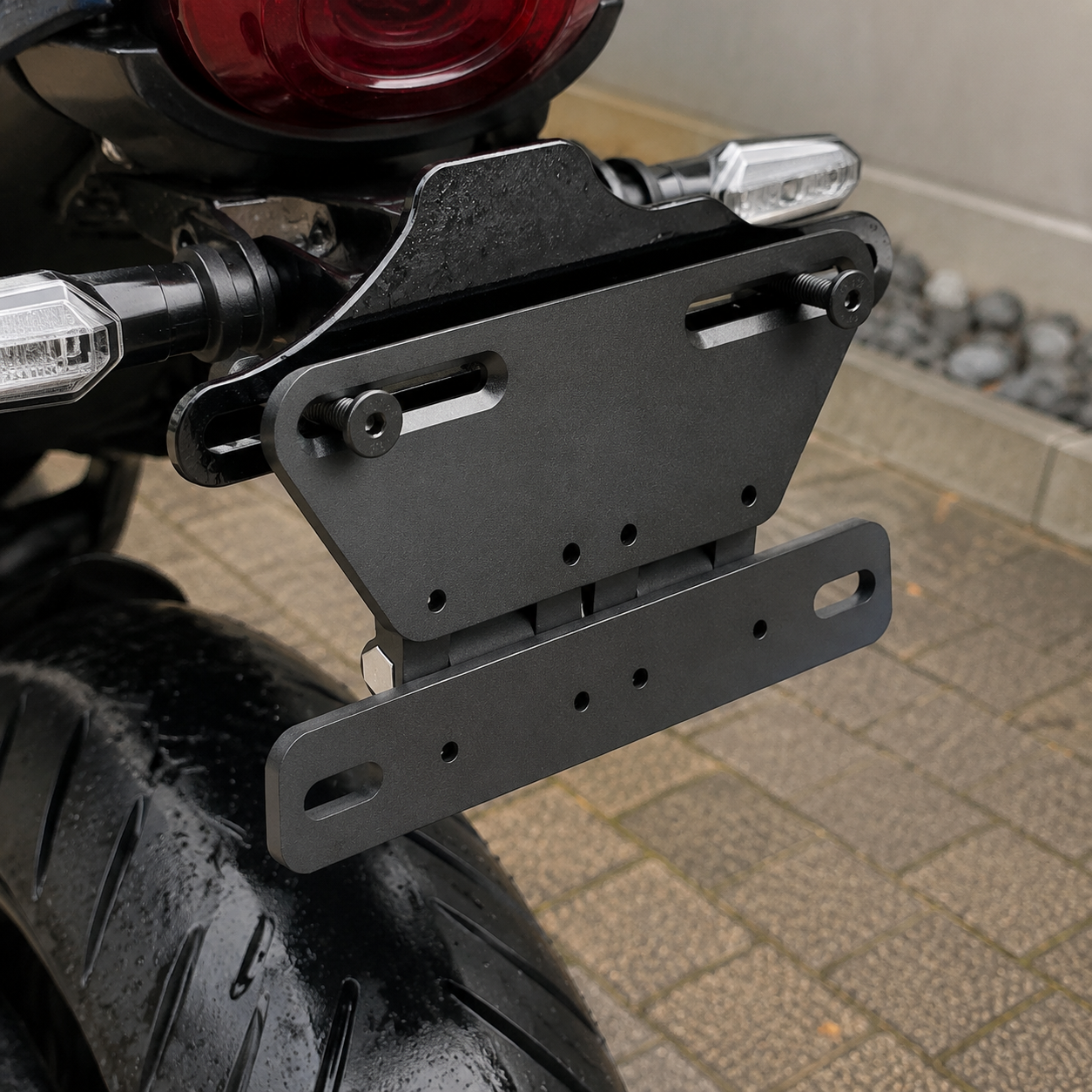 Universal Adjustable Flip Bracket | Flexible Motorcycle License Plate Mount