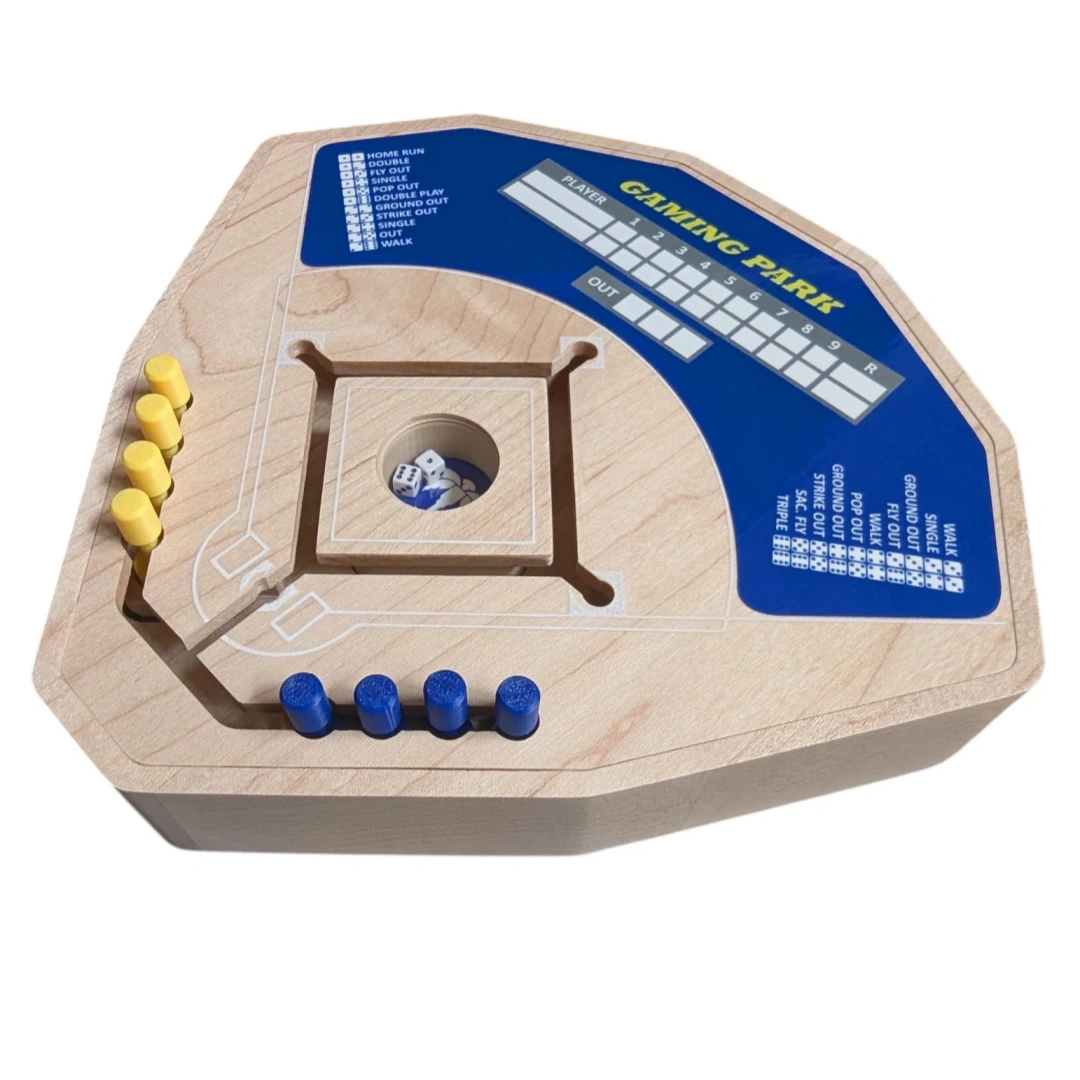 Tabletop Baseball Board Game ,  Built‑In Dice Popper with Integrated Piece Storage & Dry‑Erase Scoreboard