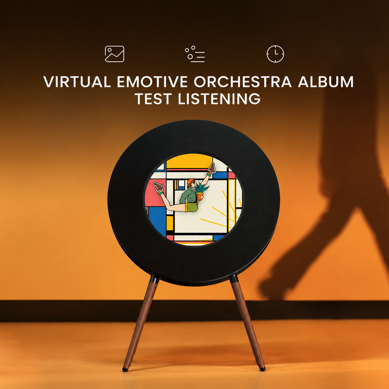 Retro Stand-Up Turntable with Display Screen, Show Album Covers & Built-in HiFi Speakers