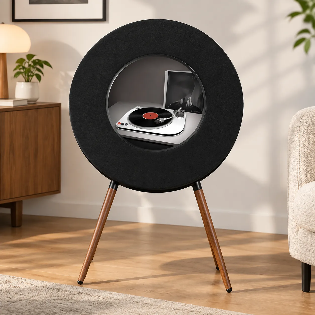 Retro Stand-Up Turntable with Display Screen, Show Album Covers & Built-in HiFi Speakers