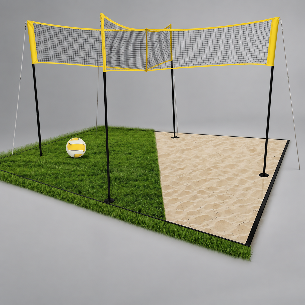 4-Way Cross Volleyball Net Set , Four Square Outdoor Game System