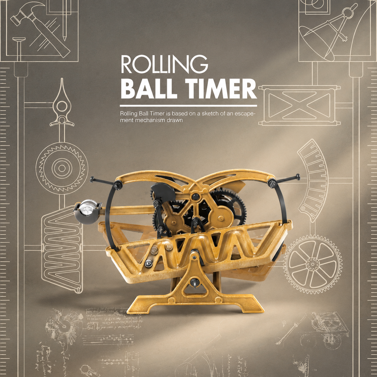 Rolling Ball Timer Mechanical Model Kit | No Glue STEM Assembly for Desktop Display & Learning