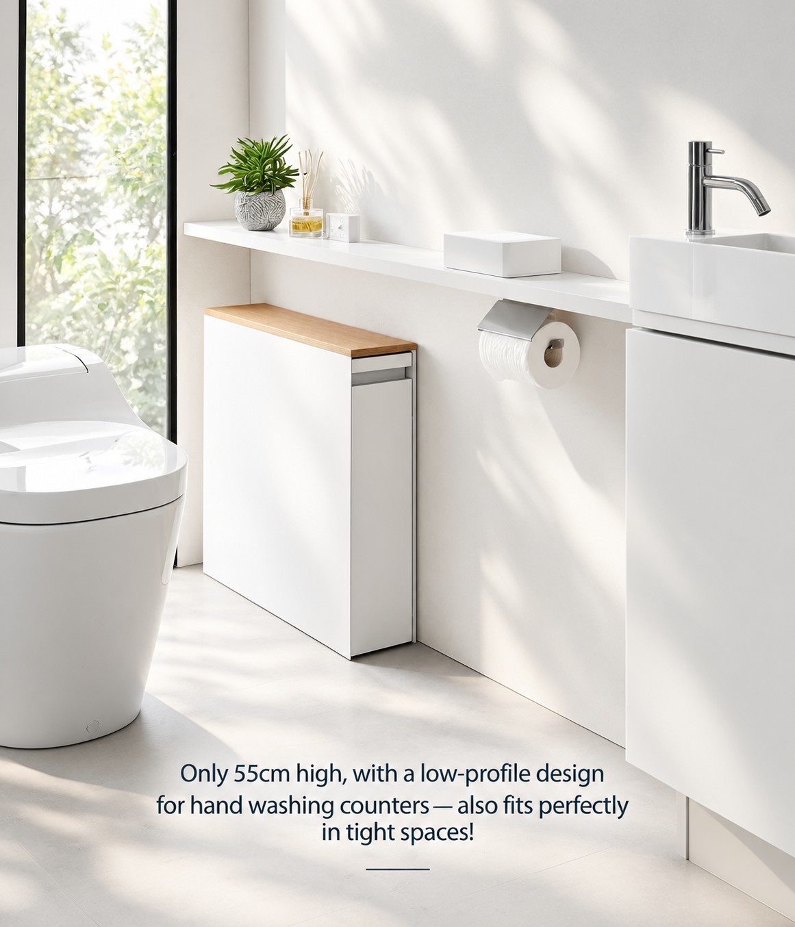Rolling Slim Bathroom Cabinet with Hidden Drawer, Magnet-Friendly Steel Frame