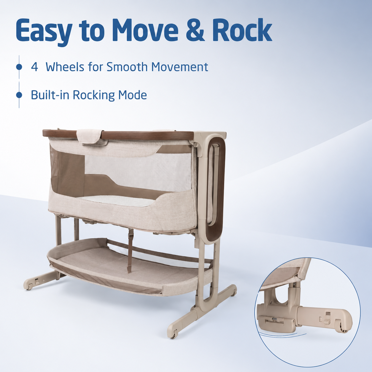 One-Gesture Fold Cosleeping Crib with Swing & CloudCore Mattress