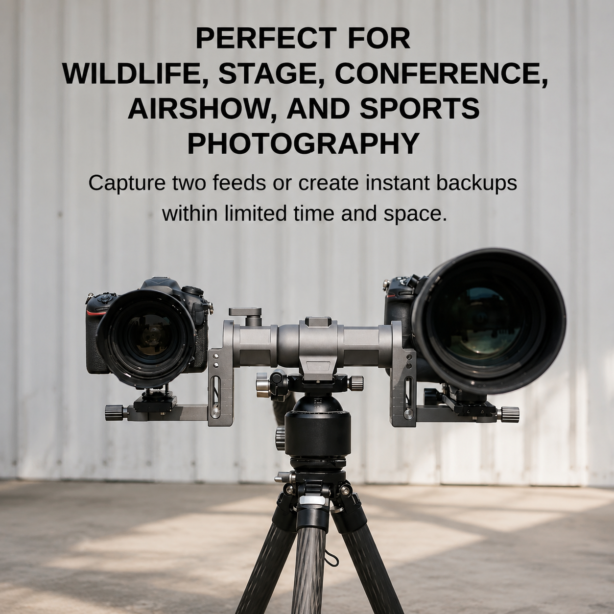 Dual Camera Bracket | Simultaneous Dual-Shoot Photography Mount