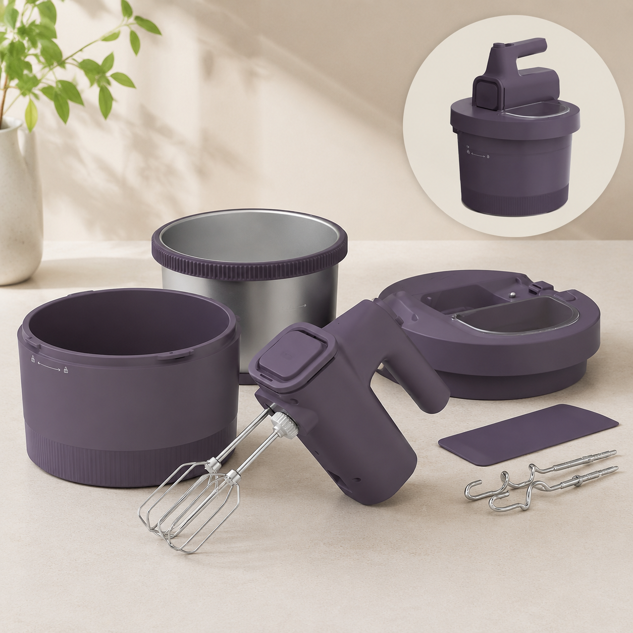 2-In-1 Electric Mixer With Bowl – Compact Kitchen Helper For Baking & Mixing