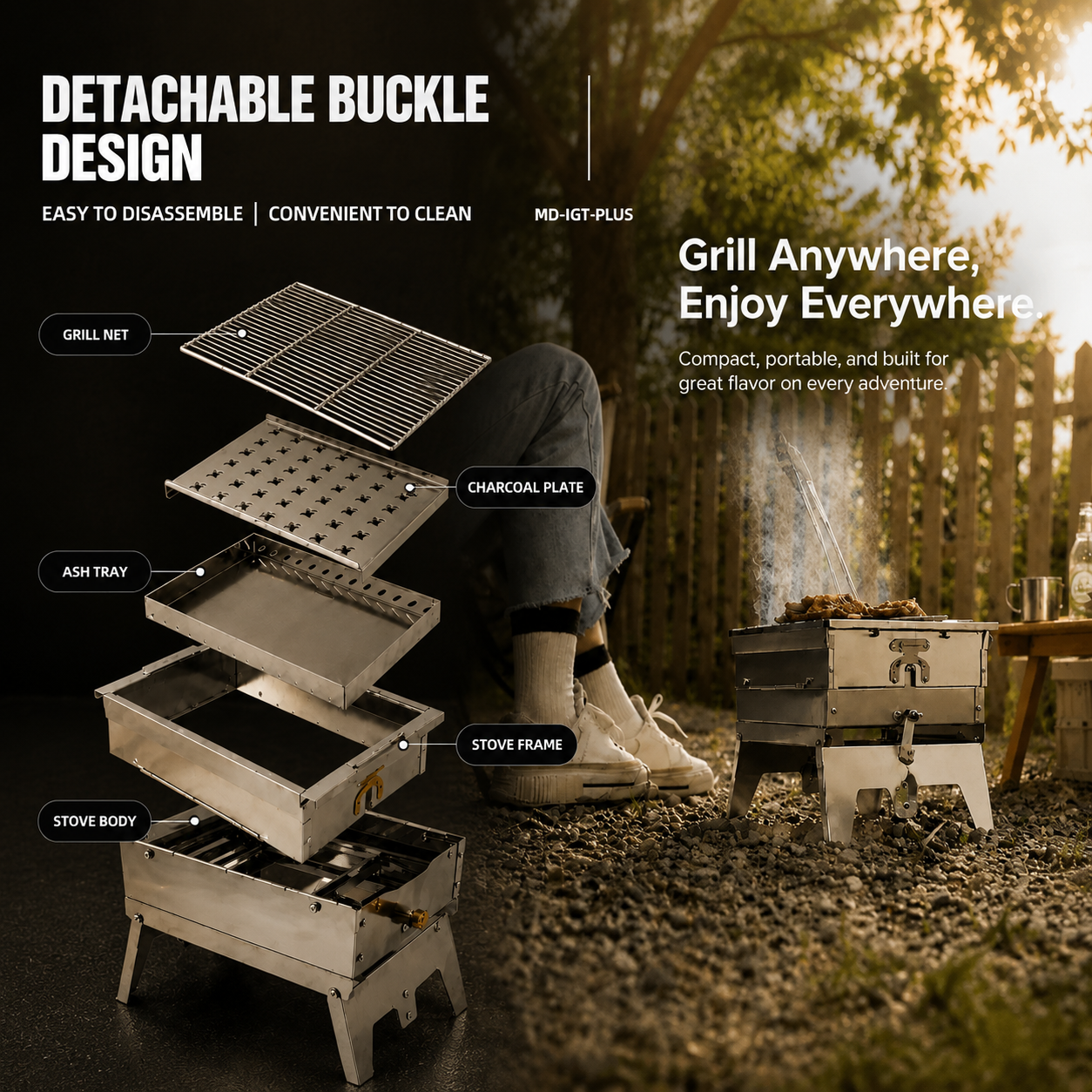 Fold Grill – Portable Stainless Steel BBQ Grill for Outdoor Cooking