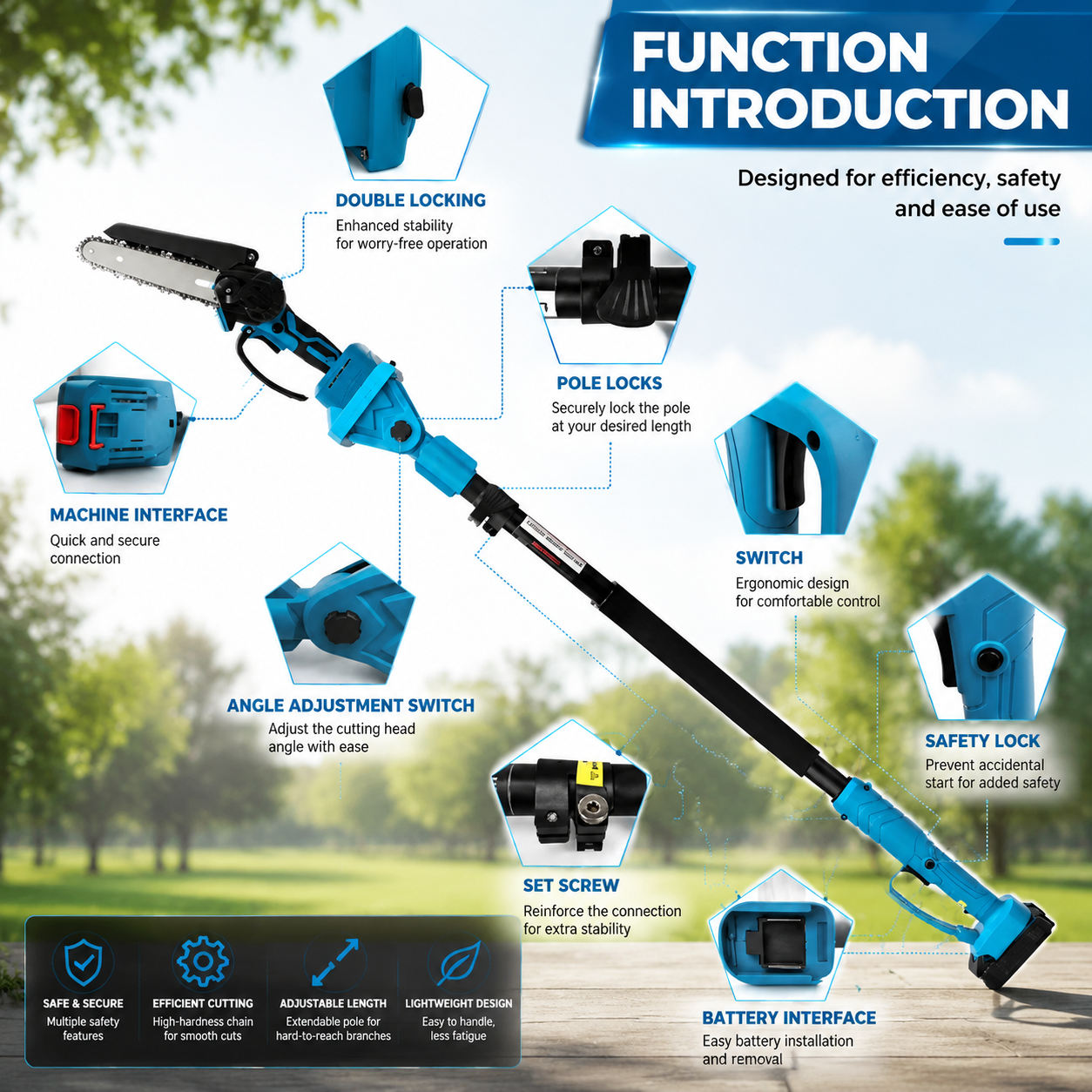 2-in-1 Cordless Pole Saw – Portable Tree Trimming Tool With Extended Reach