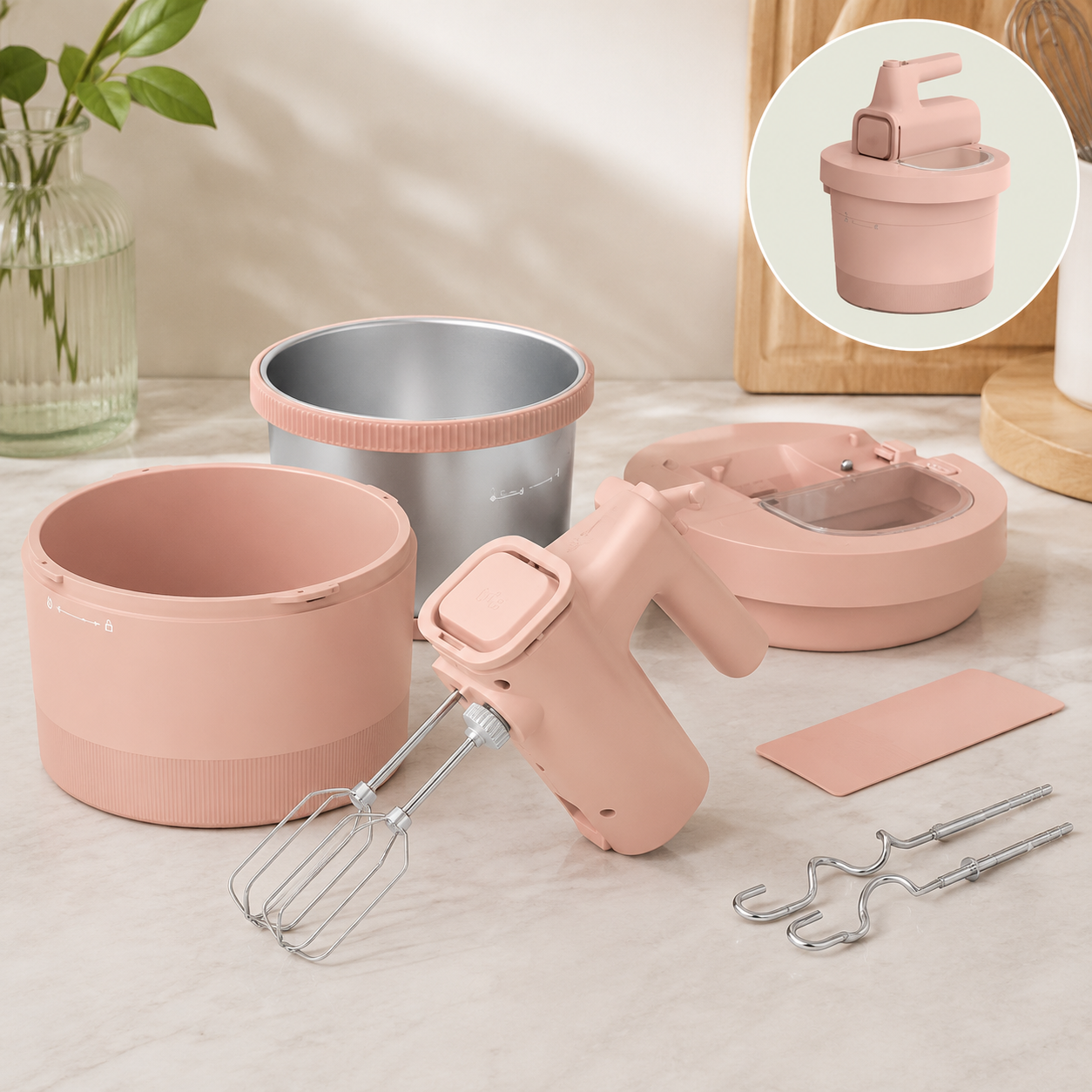 2-In-1 Electric Mixer With Bowl – Compact Kitchen Helper For Baking & Mixing
