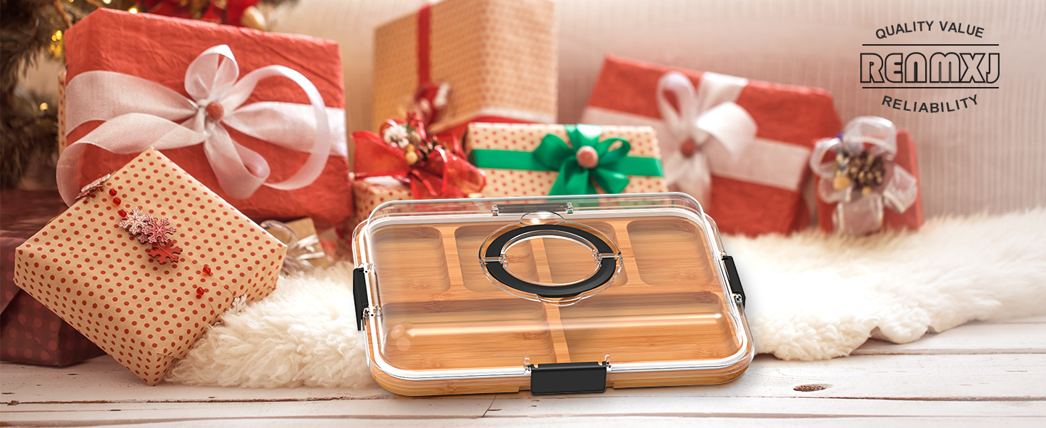 Renmxj Charcuterie Board with Clear Lid, Travel Portable Cheese Board Charcuterie Boxes