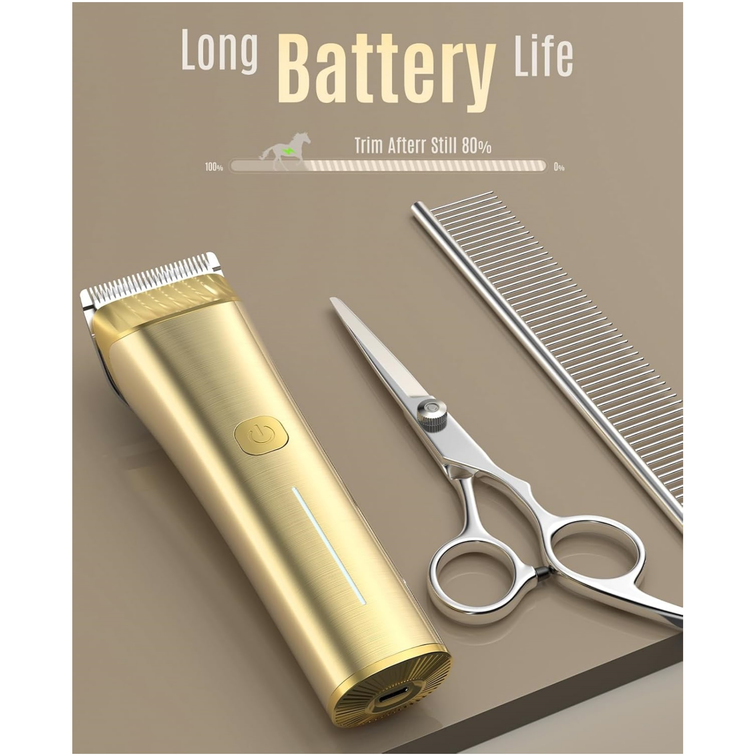 Cordless Horse Clippers – Low Noise, 2‑Speed for Thick & Matted Coats 