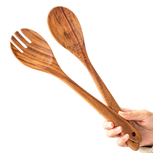 Wooden Utensils for cooking, Acacia wooden salad server set