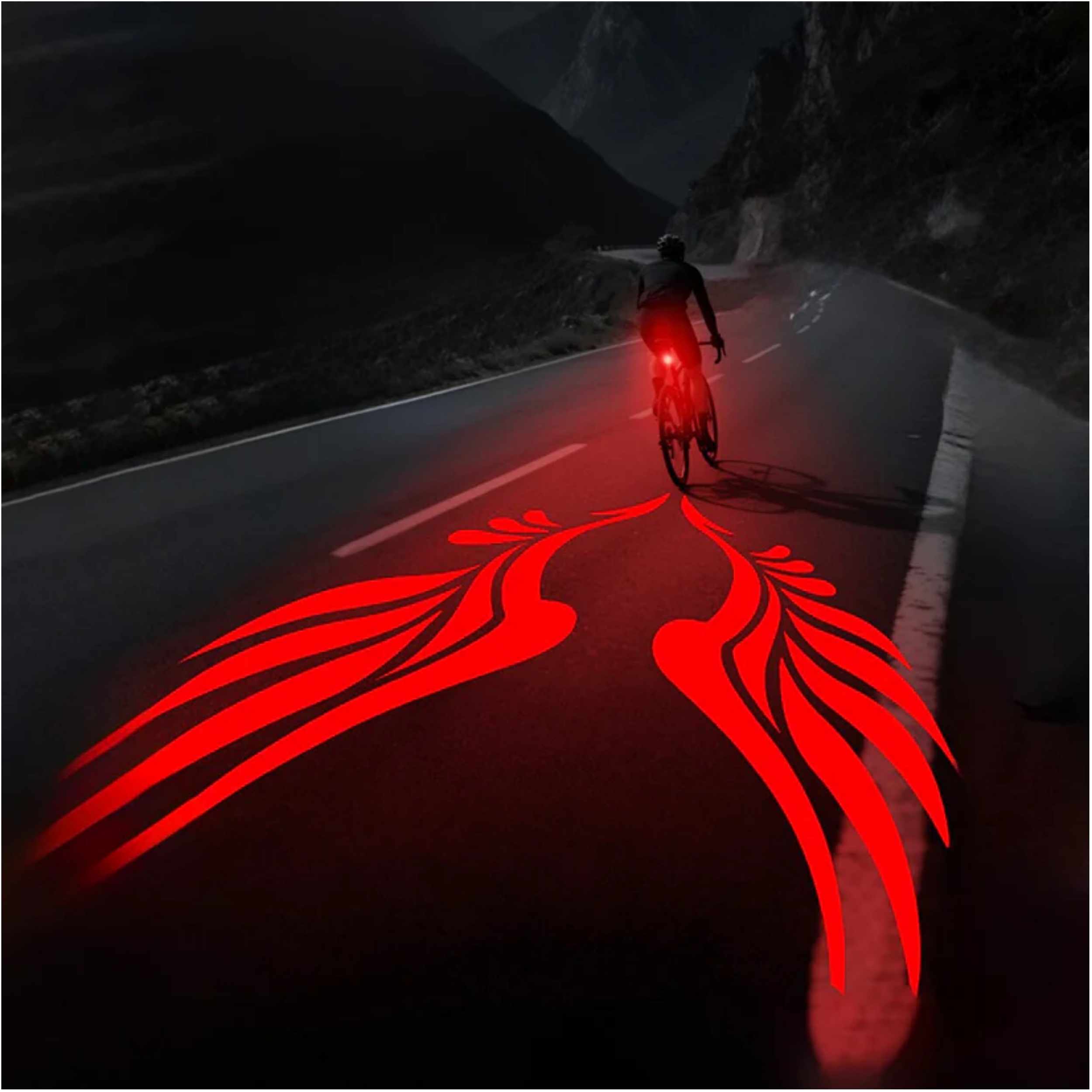 Eagle Wings Bike Tail Light – Red & Blue Strobe with Ground Projection 