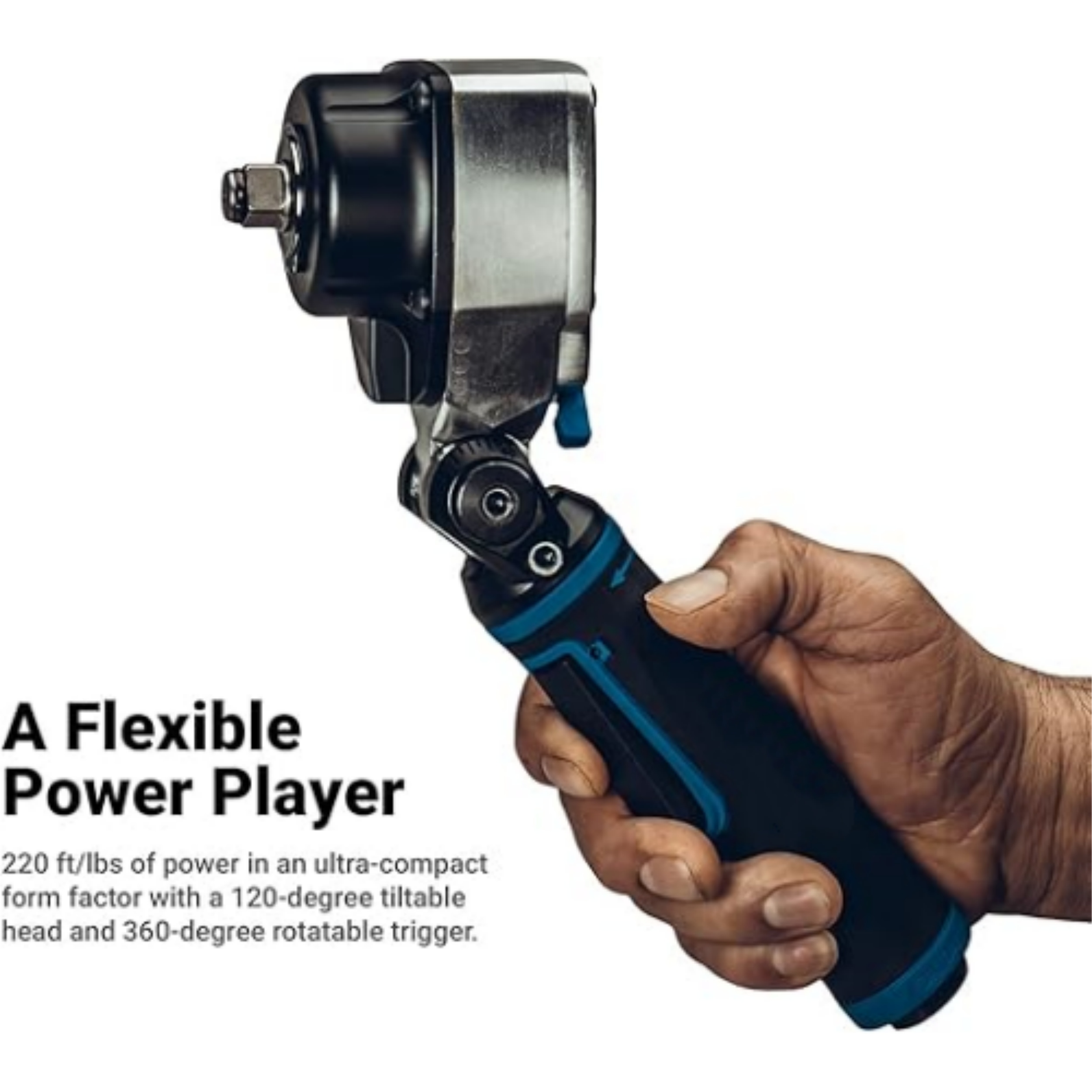 3/4" Flex-Head Air Angle Impact Wrench – 738 ft-lbs, 120° Flexible Head