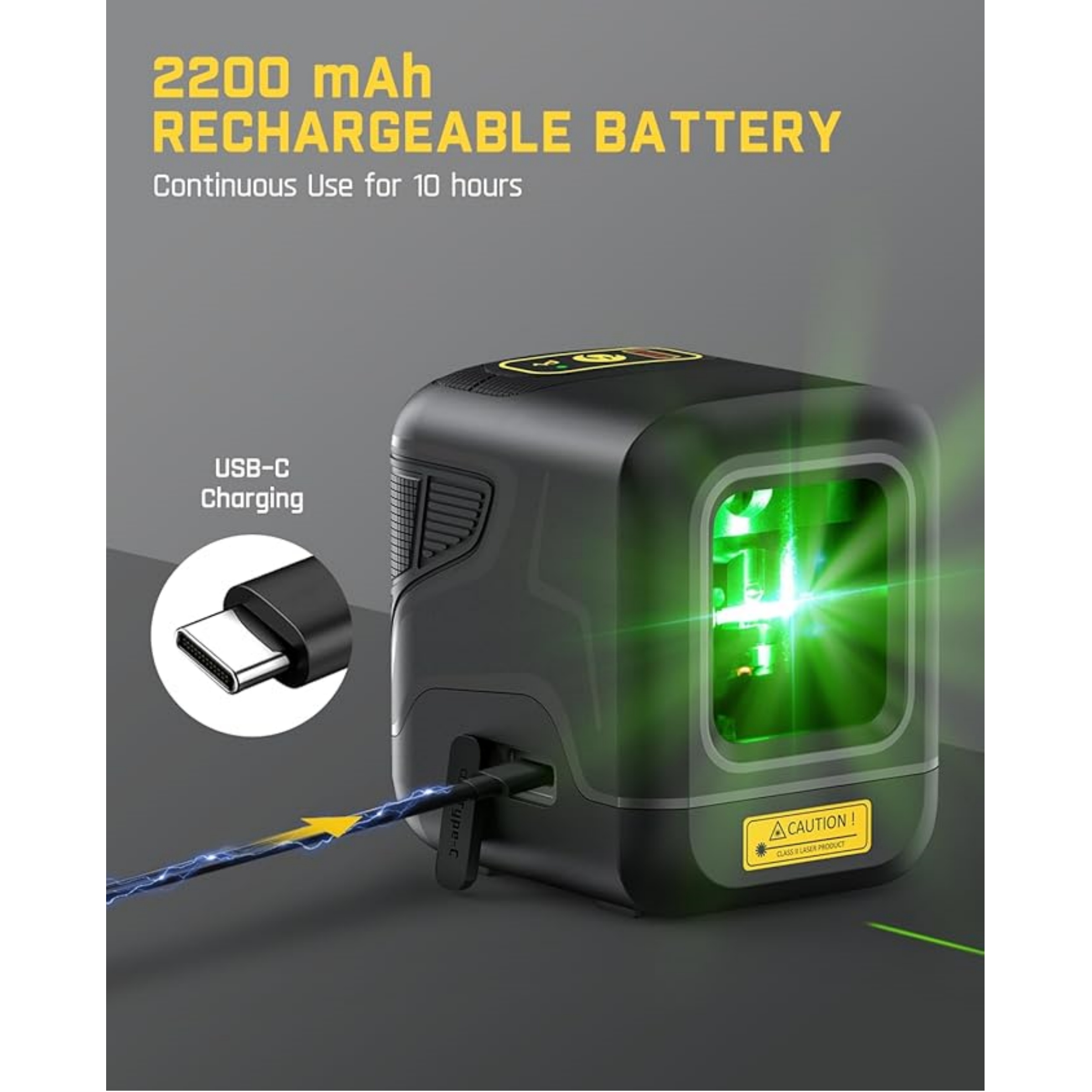 Pocket Green Laser Level – Self‑Leveling, 100ft Range, USB‑C Rechargeable 