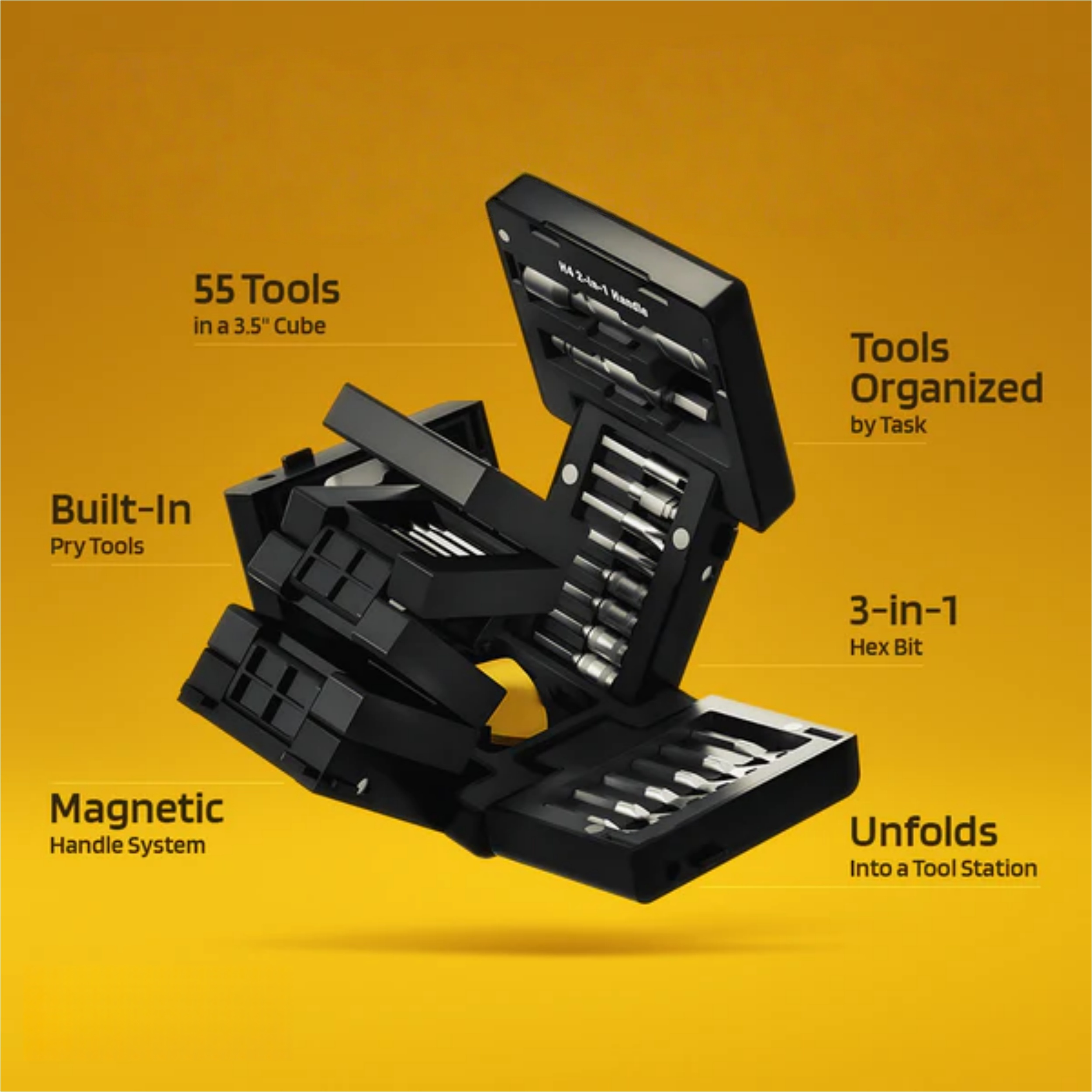 CubeFix 55-in-1 Foldable Tool Kit – All-in-One Compact Repair Cube