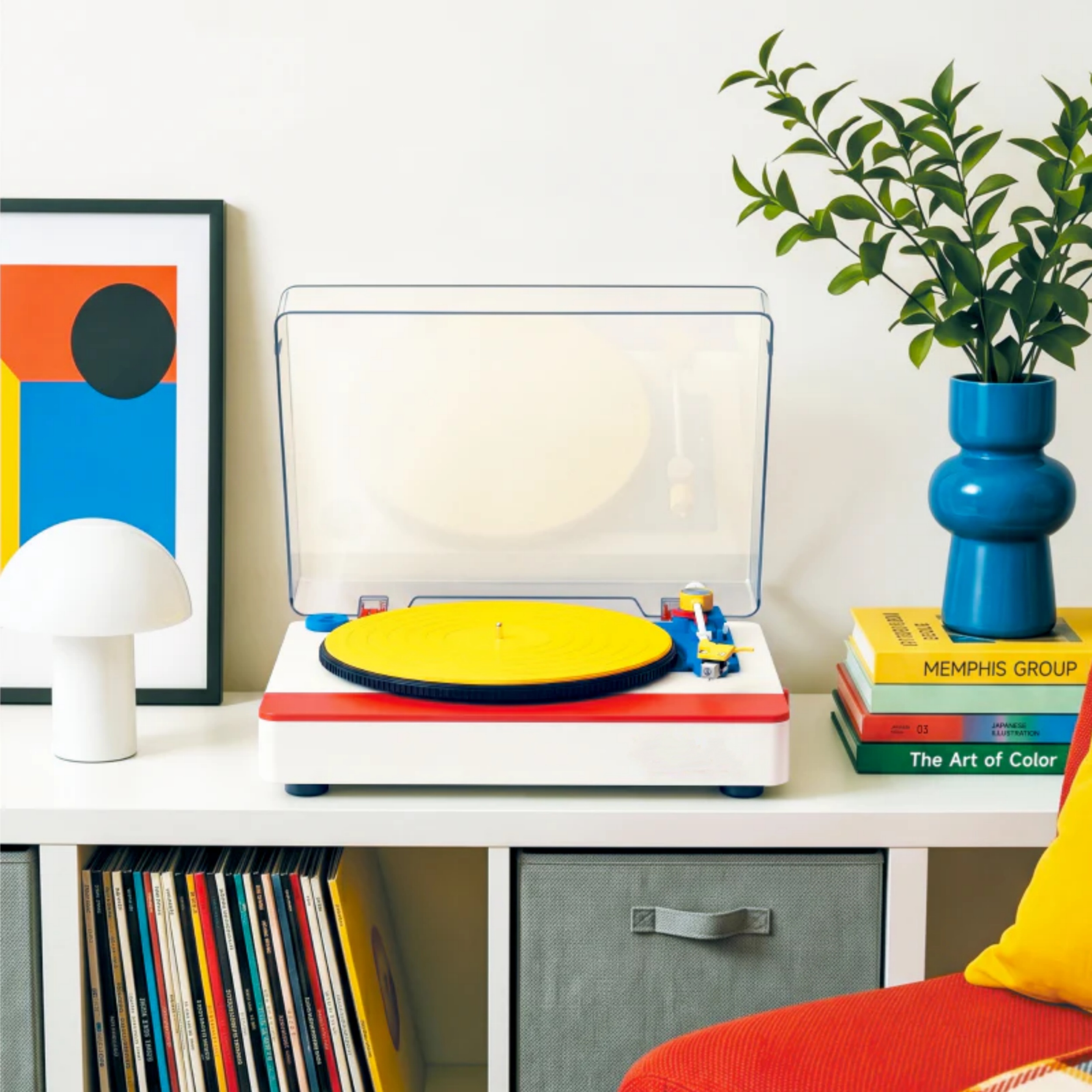 Memphis‑Style Record Player – Built‑in Speakers, Bluetooth, Pro Cartridge