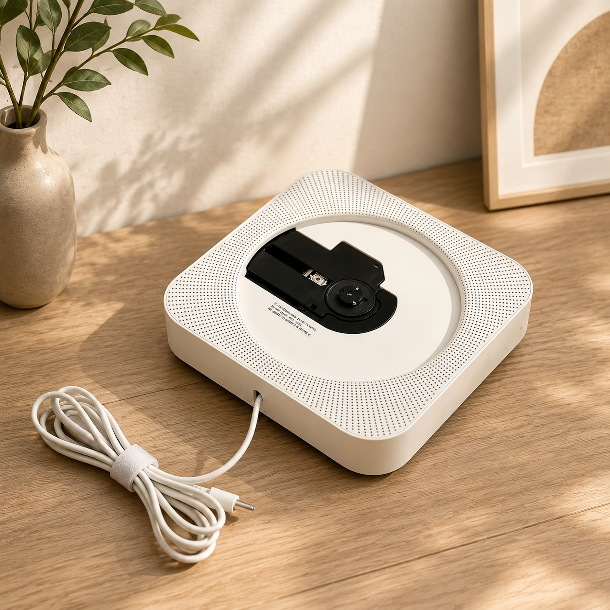 Wall Mounted CD Player – Minimalist Audio System With FM Radio & Wireless Control